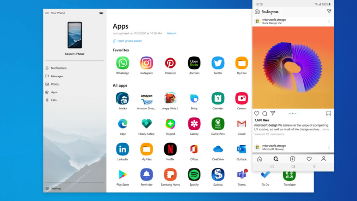 your phone app download for pc windows 10